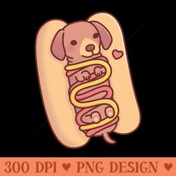 Cute Dachshund Hotdog Bun - Png Image Downloads