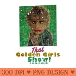 vintage texture- bea arthur - that golden girls show - a puppet parody shows - digital png art