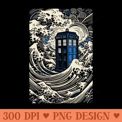 kanagawa tardis - sublimation png designs