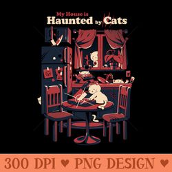 haunted by cats halloween cat - digital png art