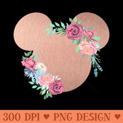 rose gold floral mouse - sublimation png designs