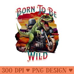 t-rex dinosaur on a motorbike - download png graphics