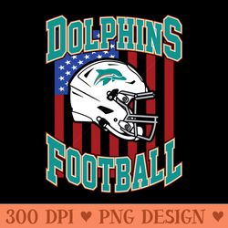 retro dolphins football - sublimation png