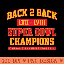 back 2 back super bowl champions lviii kansas city chiefs - png graphics