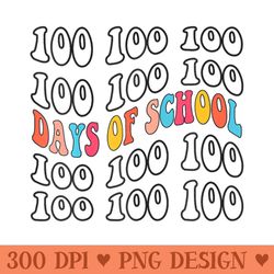 groovy 100 days of school 100th day of school teacher - premium png downloads