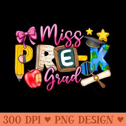 kids miss pre k grad graduation girl kid last day of school - vector png download