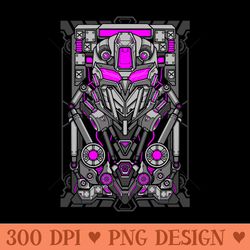 mecha robot head shield card design - png download library
