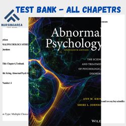 latest 2024 test bank for abnormal psychology 14th edition | all chapters