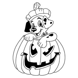 Dalmatian In Pumpkin Svg (101 Dalmatians) Digital Files ,halloween Coloring Page, Halloween Coloring Page1