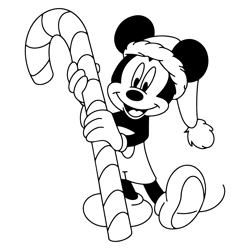 micke mouse candy cane svg file, disney svg, kids coloring pages 1