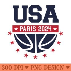 usa hoops paris 2024 basketball - png download pack