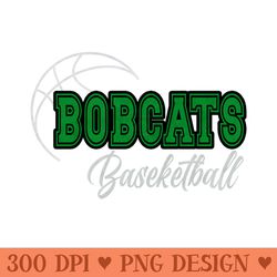 classic name bobcats vintage styles green basketball - digital png art