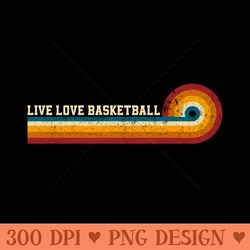 retro stripes live love basketball - png illustrations