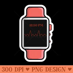 smart watch with straps sticker design vector illustration. technology object icon concept. smart technology device symb