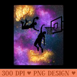 basketball game dunk in galaxy art - digital png files