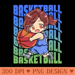 girl basketball player hoops chibi - png clipart