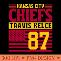 kansas city chiefs kelce 87 american flag football - png download