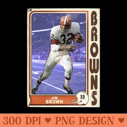 retro jim brown football trading card - instant png download