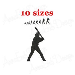 baseball player embroidery design. baseball player silhouette. baseball player mini embroidery. softball design. machine