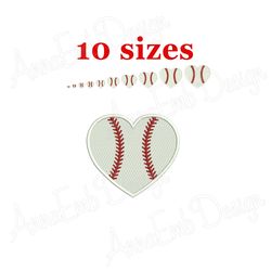 baseball heart embroidery design. baseball heart mini embroidery. machine embroidery design. baseball embroidery design.