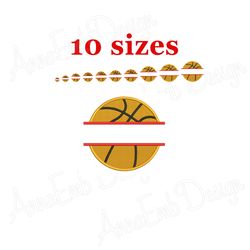 split basketball embroidery design. machine embroidery design. mini basketball design. basketball filled stitch.