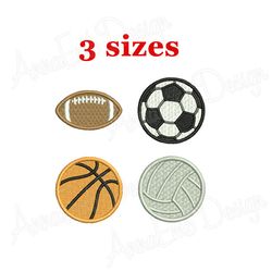 mini ball embroidery design. mini basketball. mini football. mini soccer ball. mini volleyball. sport embroidery design.