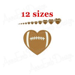 heart football embroidery design. machine embroidery design. mini football design. football filled stitch. sport