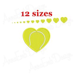 heart tennis ball embroidery design. mini tennis ball embroidery. tennis ball silhouette. machine embroidery. tennis