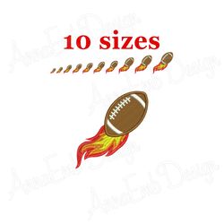 football embroidery design. machine embroidery design. mini football design. fire football filled stitch. football flame