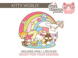 1 design hello kitty kawaii png cliparts files, png instant download