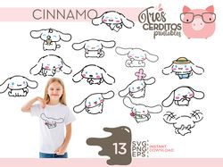 cinnamorroll hello kitty kawaii cliparts files, svg & png instant download