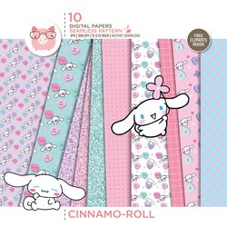 cinnamorroll hello kitty kawaii digital papers jpg 300dpi, instant download