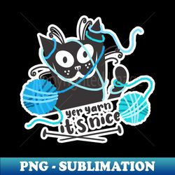 funny derpy cat knitting needles tangled yarn knitter crafts - retro png sublimation digital download