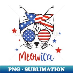 meowica cat lady with american flag sunglasses & headband - instant sublimation digital download