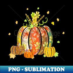 cute fall pumpkin graphic print leaves & flowers decor - artistic sublimation digital file