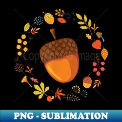 thanksgiving wreath cute autumn acorn 1 - retro png sublimation digital download