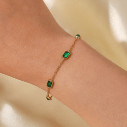 emerald gemstone gold plated bracelet for women's, elegant minimal women's jewellery, accessories, gifts for her
