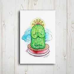 postcard - cactus meditates