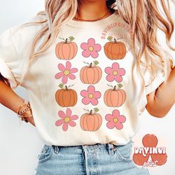 retro fall png svg, pumpkins & flowers sublimation, cozy season png, pumpkin png, distressed fall shirt design, fall png