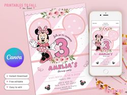 minnie birthday invitation for girls, minnie mouse invitations, minnie twodles any age, minnie mouse editable invitation