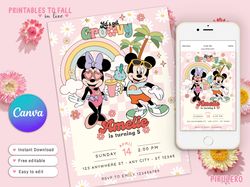 minnie mouse and mickey mouse summer vibesy birthday invitation for girls, minnie twodles any age, minnie mouse editable