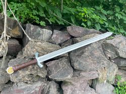 hand forged carbon steel viking sword, battle ready medieval swords with sheath, best birthday gift for him dad husband,