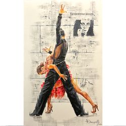 paso doble, latin american dancing, high-resolution digital file, the author's painting