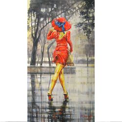 lady with a red hat,lovely lady,beautiful woman,high-resolution digital file,the author's painting