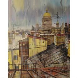 rainy day,saint-petersburg,city view,high-resolution digital file,the author's painting