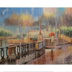rainy day,saint-petersburg,kryukov canal,high-resolution digital file,the author's painting
