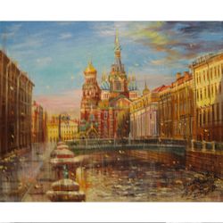 griboedov canal,saint-petersburg,city view,high-resolution digital file,the author's painting