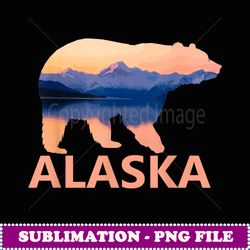 alaska grizzly bear lake hiking camping nature gift - modern sublimation png file