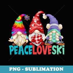 funny hippie gnome graphic for skiing peace love ski - modern sublimation png file