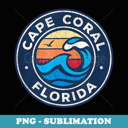 cape coral florida fl vintage nautical waves design - signature sublimation png file